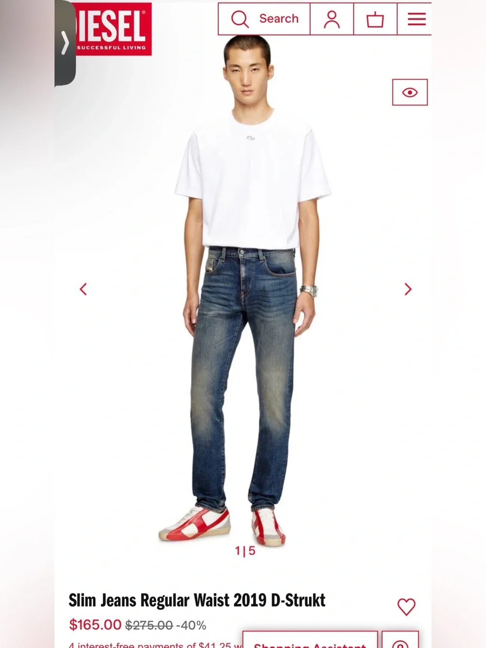 Diesel 2019 D‑Strukt Slim Jeans – Regular Waist, W27, EUC